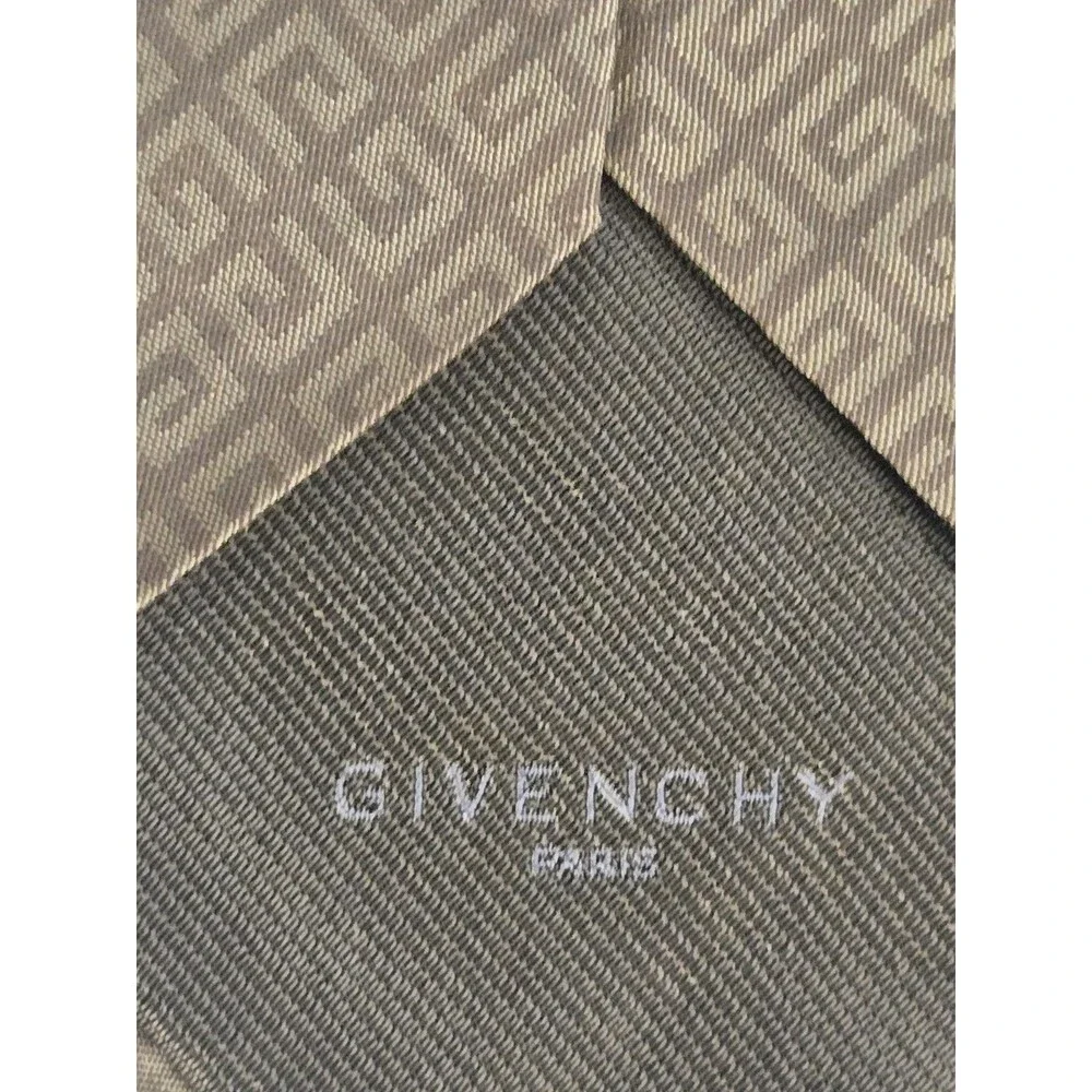 Givenchy Paris Neck Tie Monogram 100% Silk Yellow Tan Business Formal Dress